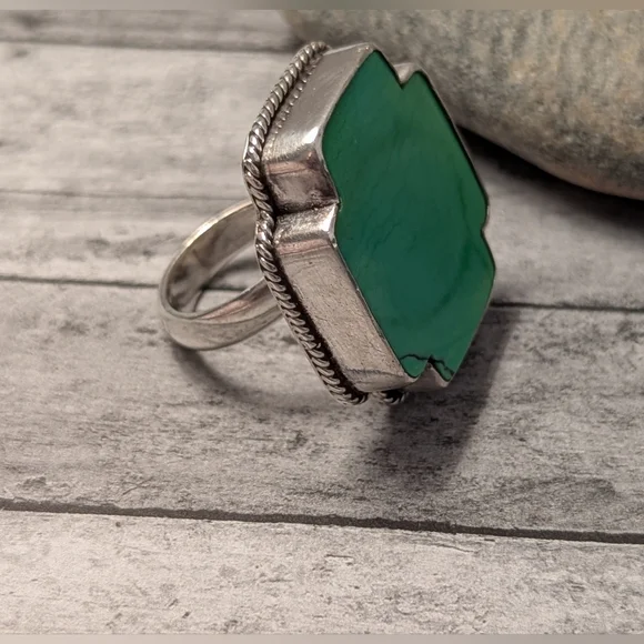 Paige Wallace Rare Vintage Sterling & Turquoise Southwest Cross Statement Ring - Picture 5 of 12